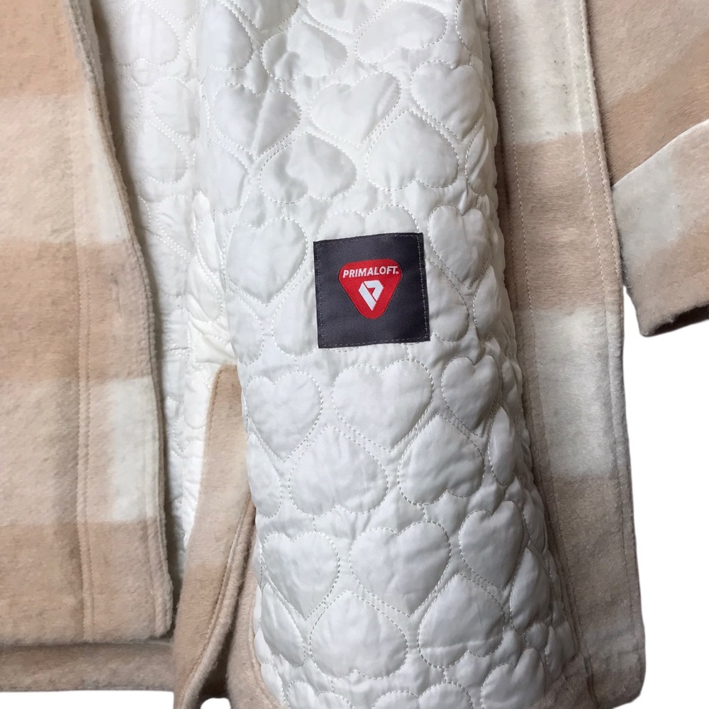 XL Jilly Jillian Harris x Joe Fresh Tan Cream Shacket Tunic Length Plaid - Picture 12 of 13